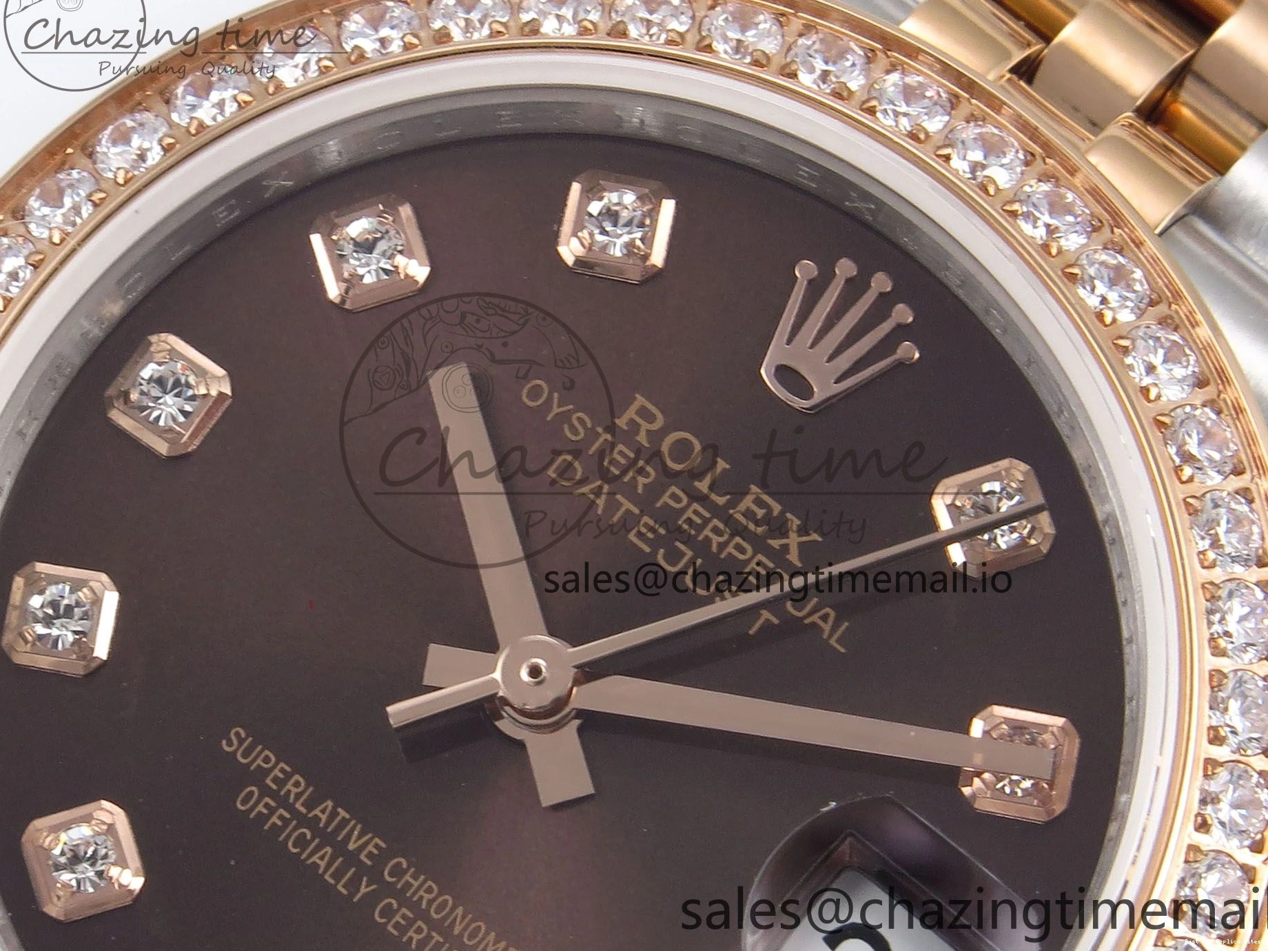 AAA Replica Watches GMF Bracelet SS on Jubilee Dimonds 278381RBR Supportive 1:1 Best 1166 Edition Brown 31 A DateJust Steel 904L RG Dial 0121